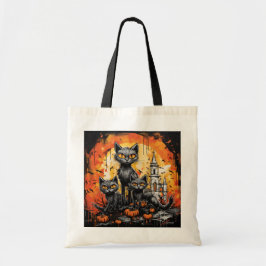 ハロウィンの黒猫 トートバッグ