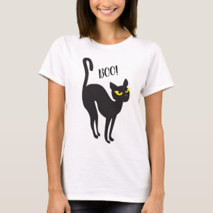 ハロウィンの黒猫、ブーイング! 御馳走かトリックのトレンディー Tシャツ