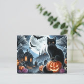 ハロウィンの黒猫 ポストカード (スタンド正面)