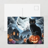 ハロウィンの黒猫 ポストカード (正面/裏面)