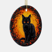 ハロウィンの黒猫・目が光る セラミックオーナメント (右)