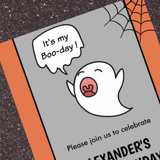 ハロウィンの1歳の誕生日招待状 かわいいおばけ 招待状