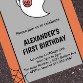 ハロウィンの1歳の誕生日招待状 かわいいおばけ 招待状