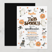 ハロウィンの2歳誕生日招待状　2つの怖い 招待状 (正面/裏面)