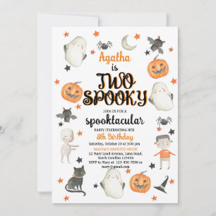 ハロウィンの2歳誕生日招待状　2つの怖い 招待状