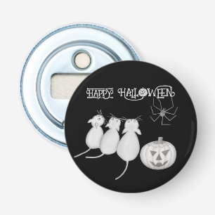 ハロウィンの3匹の猫とカボチャとクモ 栓抜き