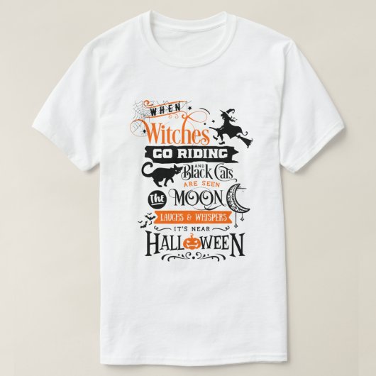 ハロウィンのTシャツ、魔女ブルームのTシャツ。 Tシャツ (デザイン正面)