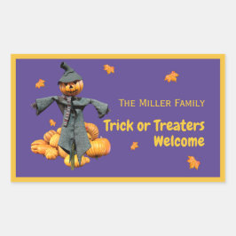 ハロウィンのTrick or Treaters Welcomeパーソナライズ 長方形シール