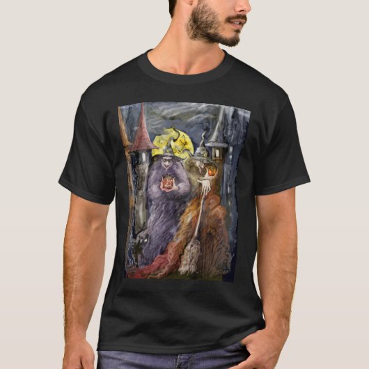 ハロウィンのwitchs (右の版)のTシャツ Tシャツ (正面)