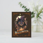 ハロウィンはがきをしたいウィッチー猫 ポストカード (スタンド正面)