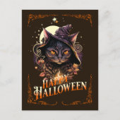 ハロウィンはがきをしたいウィッチー猫 ポストカード (正面)