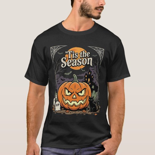 ハロウィンはこの季節のかぼちゃ猫デザイン_1 Tシャツ (正面)