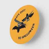 ハロウィンはオレンジを打ちます ラウンド壁時計 (傾斜)