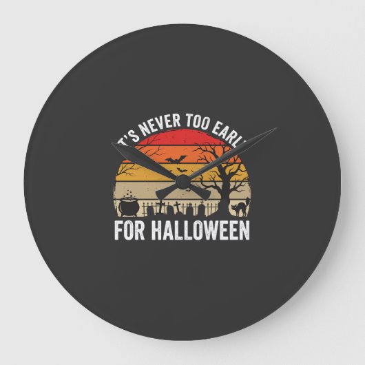 ハロウィンは早すぎることはない ビンテージ風 日没 ラージ壁時計 (正面)