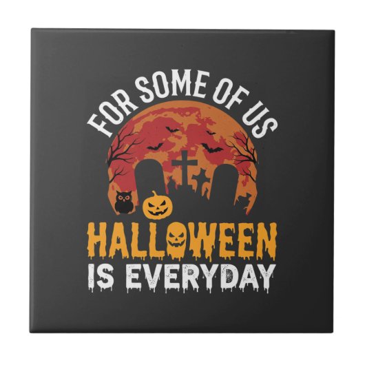 ハロウィンは毎日 スプーキー 墓場 月 タイル (正面)