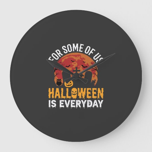 ハロウィンは毎日 スプーキー 墓場 月 ラージ壁時計 (正面)