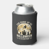 ハロウィンは毎日 ハロウィン おばけ 月 魔法使い シルエット 缶クーラー (缶正面)