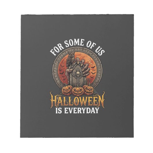 ハロウィンは毎日 モンスターの手 墓石 パンプキン ノートパッド (正面)