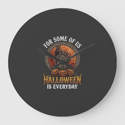 ハロウィンは毎日 モンスターの手 墓石 パンプキン ラージ壁時計 (正面)
