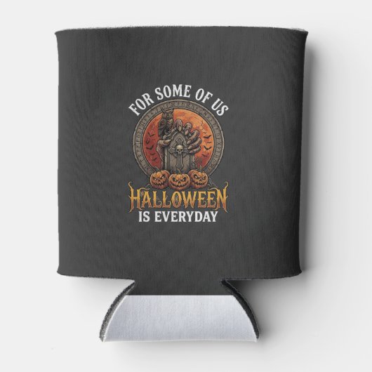 ハロウィンは毎日 モンスターの手 墓石 パンプキン 缶クーラー (正面)