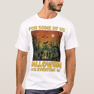 ハロウィンは毎日 墓場ゾンビ焚き火パーティー Tシャツ