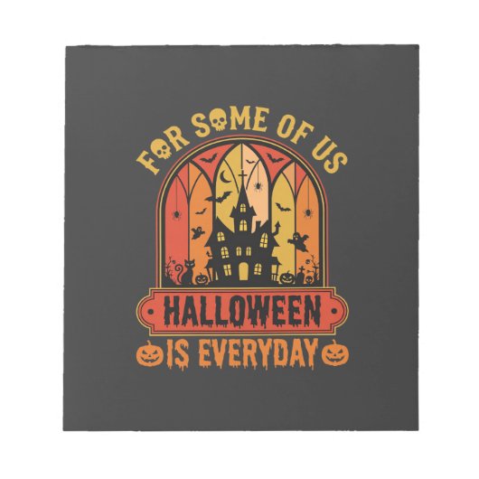 ハロウィンは毎日 幽霊屋敷 レトロ ノートパッド (正面)