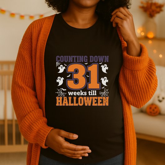 ハロウィンまでのカウントダウンマタニティー Tシャツ