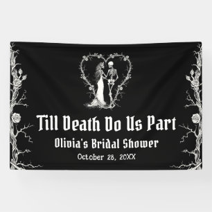 ハロウィンまで死が私たちを別つ ブライダルシャワー 横断幕