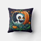 ハロウィンよくはしゃぐのカボチャから幽霊が出る クッション (裏面)