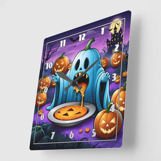 ハロウィンよくはしゃぐの祭事を楽しむ幽霊 スクエア壁時計 (傾斜)