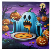 ハロウィンよくはしゃぐの祭事を楽しむ幽霊 タイル (正面)