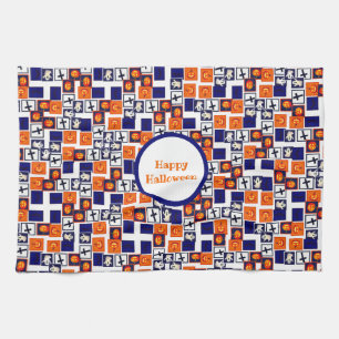 ハロウィンよくはしゃぐをテーマにしたパターン キッチンタオル