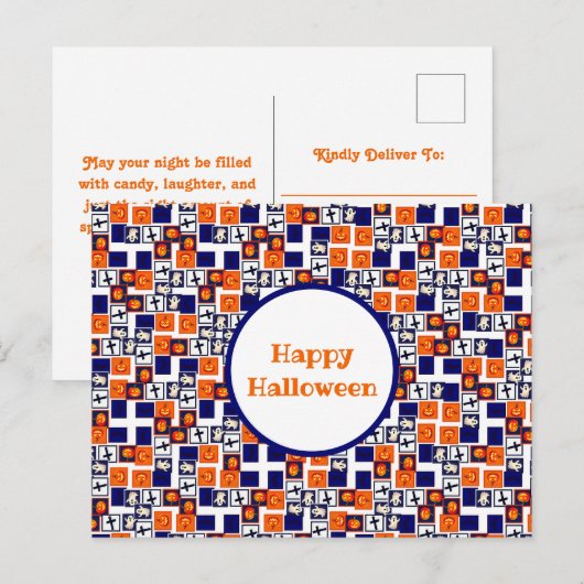 ハロウィンよくはしゃぐをテーマにしたパターン シーズンポストカード (正面/裏面)
