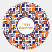 ハロウィンよくはしゃぐをテーマにしたパターン ラウンドシール (正面)