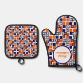 ハロウィンよくはしゃぐをテーマにしたパターン 鍋つかみ&鍋敷きセット (正面)