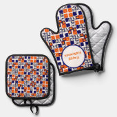 ハロウィンよくはしゃぐをテーマにしたパターン 鍋つかみ&鍋敷きセット (正面/裏面)