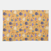 ハロウィンよくはしゃぐ幽霊と魔女のパターン キッチンタオル (横)