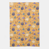 ハロウィンよくはしゃぐ幽霊と魔女のパターン キッチンタオル (縦)