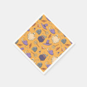 ハロウィンよくはしゃぐ幽霊と魔女のパターン スタンダードカクテルナプキン (角)