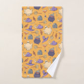 ハロウィンよくはしゃぐ幽霊と魔女のパターン バスタオルセット (ハンドタオル)