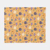 ハロウィンよくはしゃぐ幽霊と魔女のパターン フリースブランケット (正面(横))