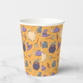 ハロウィンよくはしゃぐ幽霊と魔女のパターン 紙コップ (右)