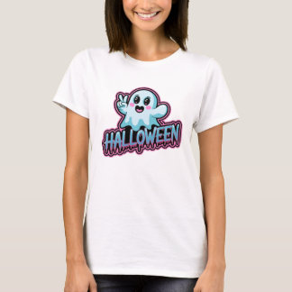 ハロウィンよくはしゃぐ幽霊デザイン Tシャツ