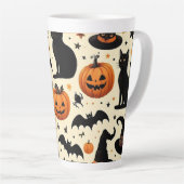 ハロウィンをテーマにした黒猫とカボチャ柄 カフェラテマグ (右アングル)