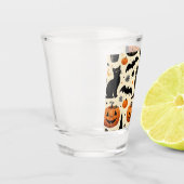 ハロウィンをテーマにした黒猫とカボチャ柄 ショットグラス (左)