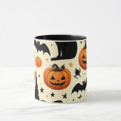 ハロウィンをテーマにした黒猫とカボチャ柄 マグカップ (中央)