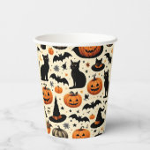 ハロウィンをテーマにした黒猫とカボチャ柄 紙コップ (裏面)