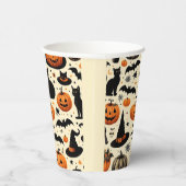 ハロウィンをテーマにした黒猫とカボチャ柄 紙コップ (右)