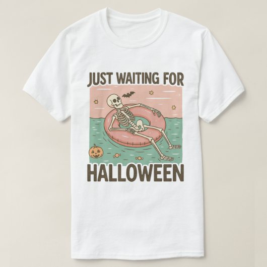ハロウィンを待ちわびる気持ち、スプーキーな夏の雰囲気 Tシャツ (デザイン正面)