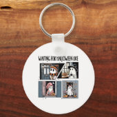 ハロウィンを待っている可愛い幽霊コーヒーホロ キーホルダー (正面)